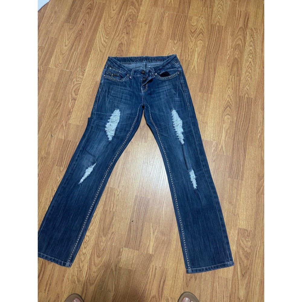 Sweet Look Jeans USA Womens Size 9 Distressed Bootcut Embellished Rhinestone